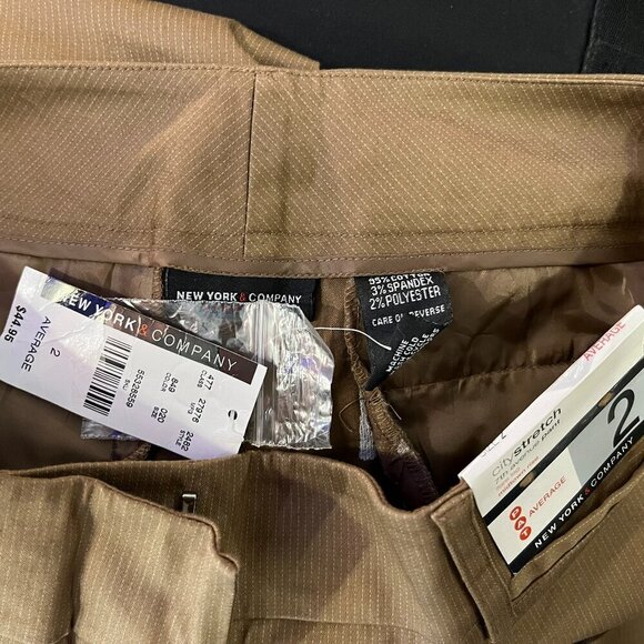 New York & Co Women's Brown Pinstripe CityStretch 7th Ave Pant - Size 2 - NWT - Picture 6 of 6